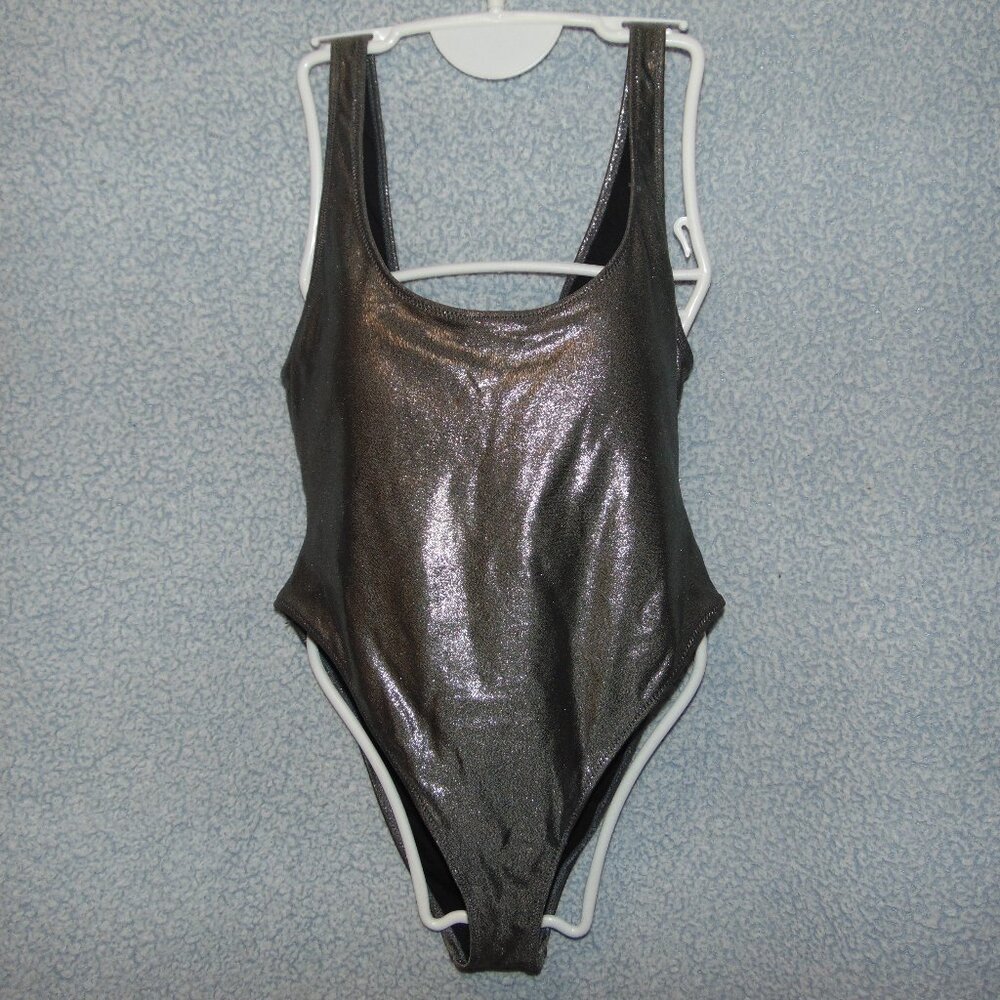 Forever 21 Silver Clip Back Swimsuit M